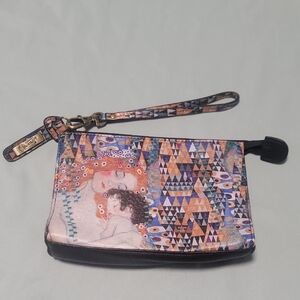 Artistic Printed Wristlet Clutch in Multicolor - Unknown Brand
